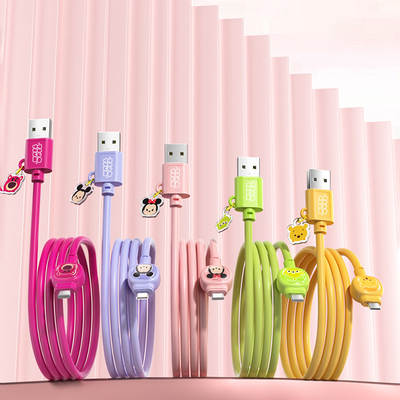 Disney single-head data cable cartoon cute applicable Huawei Apple liquid silicone charging cable new gift