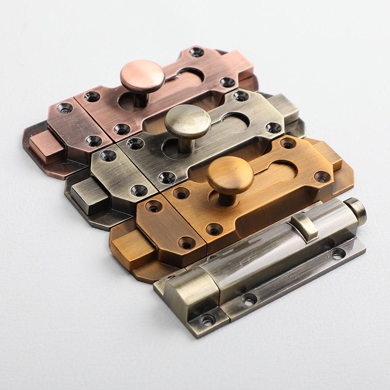 Bronze European Style Simple Bolt Modern Simple Retro Door and Window Door Fastening Door Buckle Antique Lock Classical Anti-lock Door Buckle