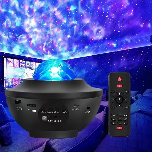 Cross-border Starry Sky Laser water ripple projection lamp USB Bluetooth audio stage lamp bedroom atmosphere night