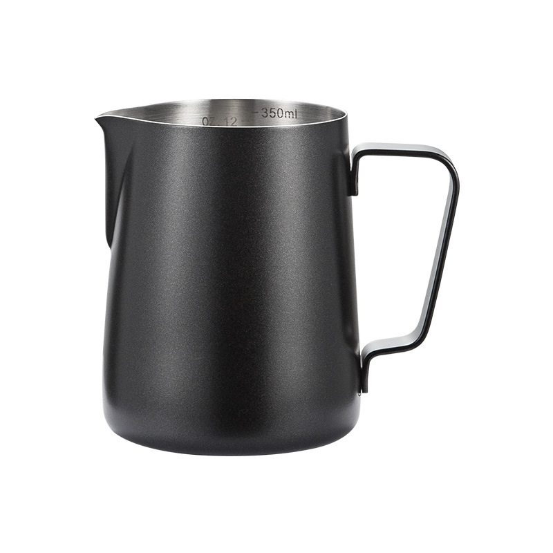 Source direct 304 stainless steel pull cup pointed mouth coffee milk bubble cup with scale coffee utensils