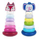Wooden children's stacked puzzle toys wooden seven-color set tower rainbow tower building blocks stall selling wholesale
