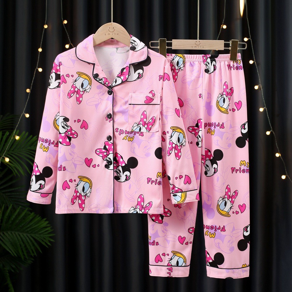 Spring and Autumn Pajamas Long-sleeved Men's and Women's Loose Home Clothes Pants Set for DIY