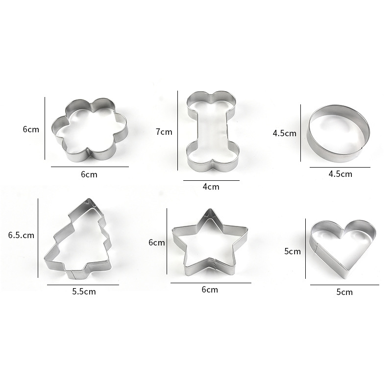 Christmas Cookie Mold Stainless Steel Mold Gingerbread Man Christmas Tree Set 6pc Fruit Cut Mold Cake Baking