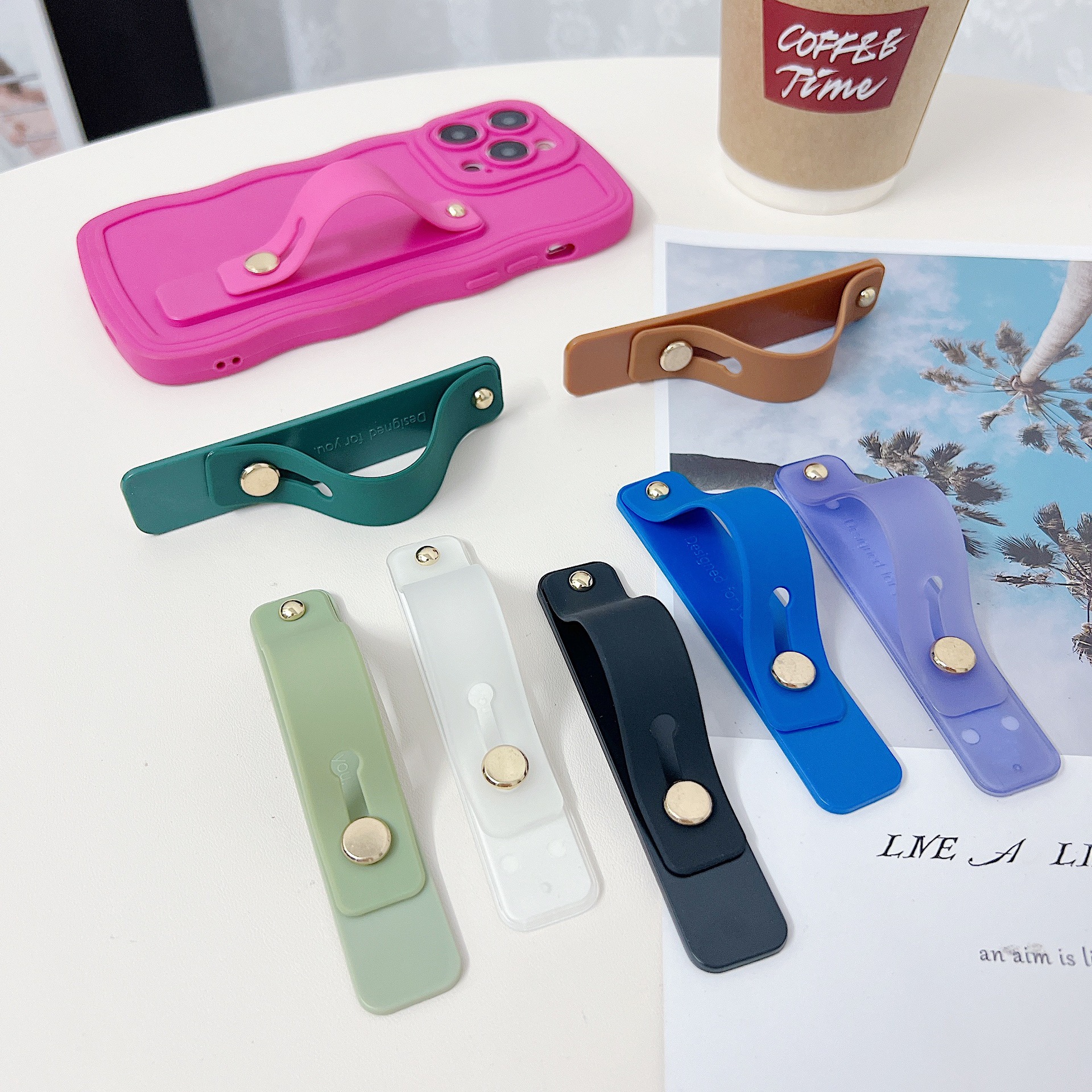 Mobile Phone Adhesive Finger Wrist Band Lazy Back Sticking Mobile Phone Bracket Push-pull Mobile Phone Case Material Bracket tpu pc