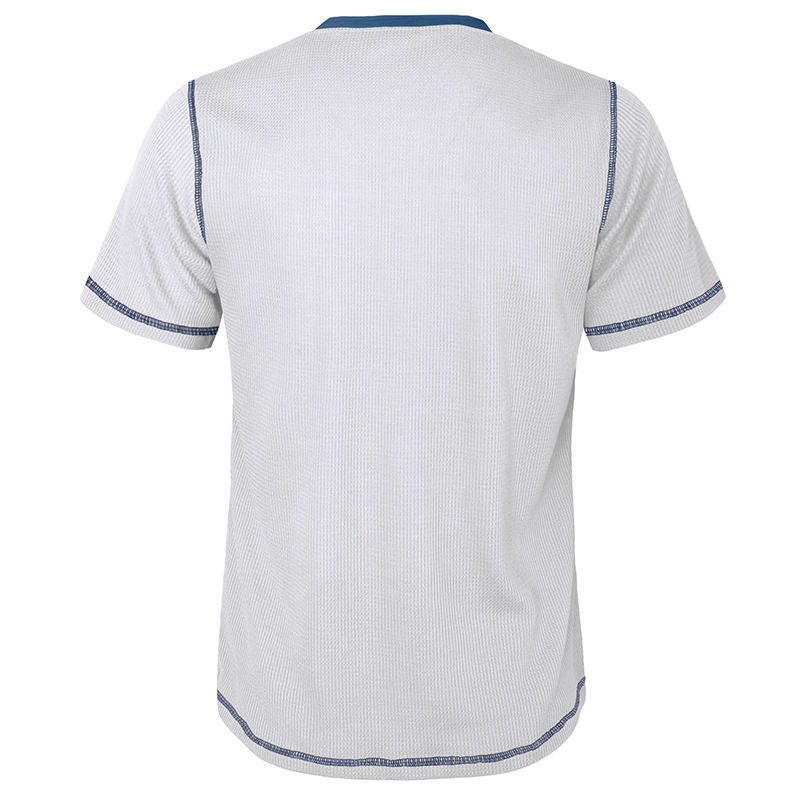 Cross-Border Men's clothing 2023 Summer short-sleeved Henry lining European and American men's retro T-shirt waffle color matching Henleys