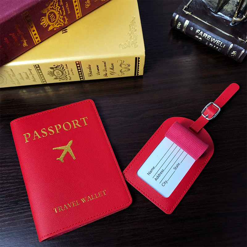 Cross-border ready-made luggage tag passport holder set luggage tag passport holder passport set