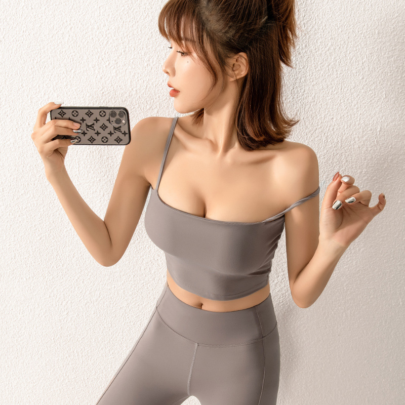 Sports Underwear Women's Shockproof Beautiful Back Running Quick-drying Breathable Thin Shoulder Strap Yoga Bra Fitness Bra Fire