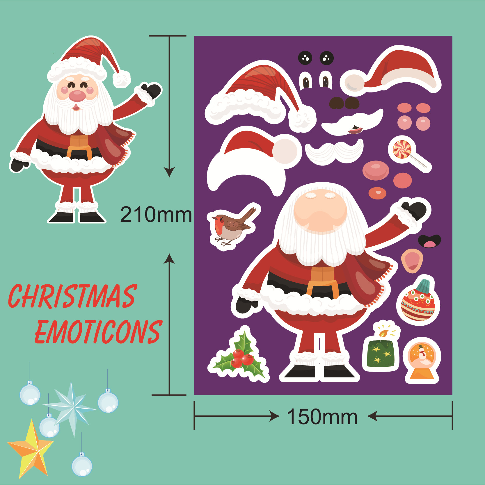 Christmas DIY stickers children's holiday handmade stickers Christmas party gift stickers Christmas tree elf reindeer