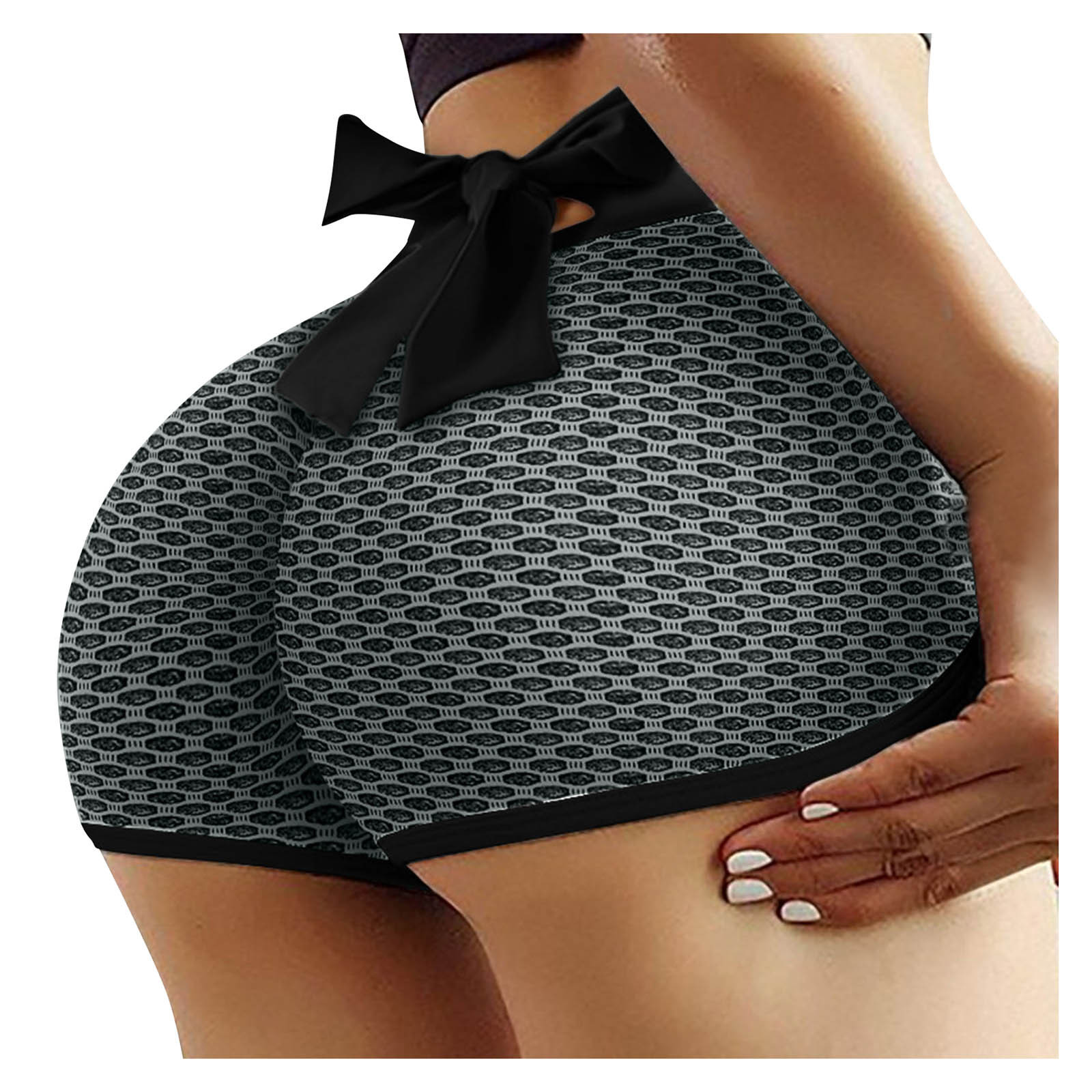 European and American High Waist Peach Hip Yoga Pants Honeycomb Fitness Shorts Back Waist Bow Yoga Pants Women