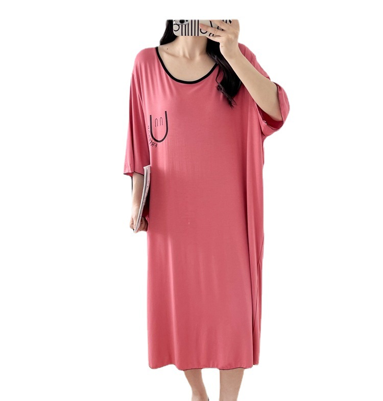 5927 large size home clothes pajamas women's summer modal Ice Silk thin fat mm300 kg nightgown sleeve women's clothing