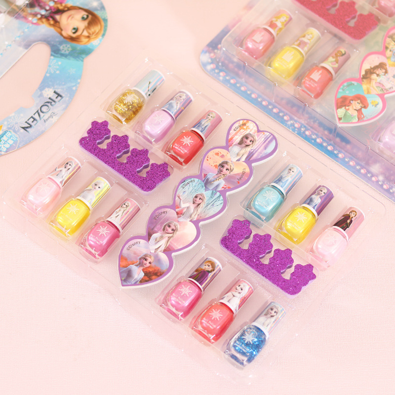 Disney children nail polish tear hand tear water tasteless baby girl Elsa princess makeup toy manicure