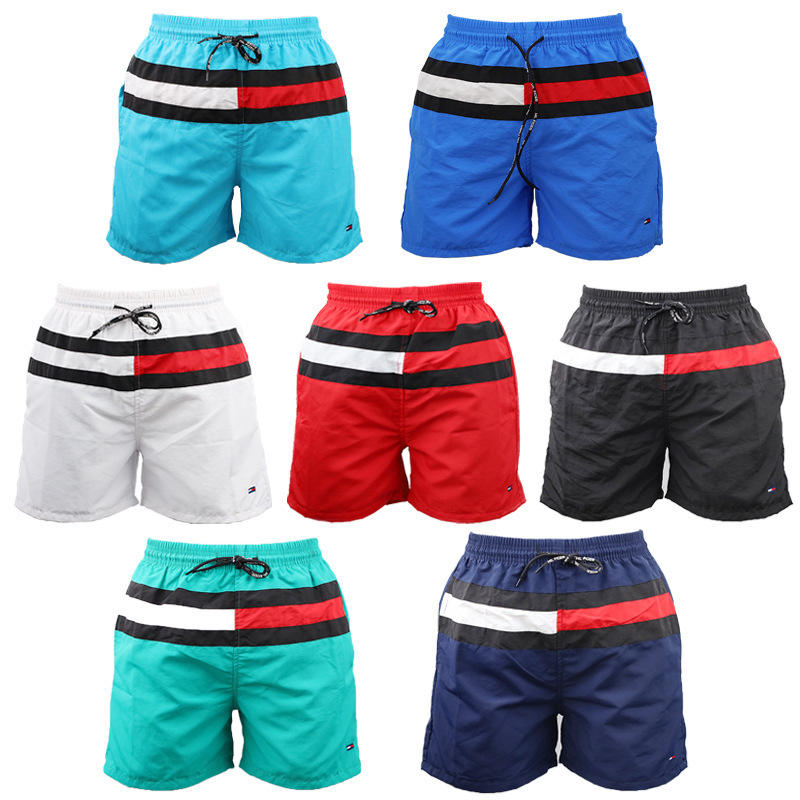 Color matching shorts men's European and American style fashion casual sports pants home outdoor rubber beach pants spring and summer