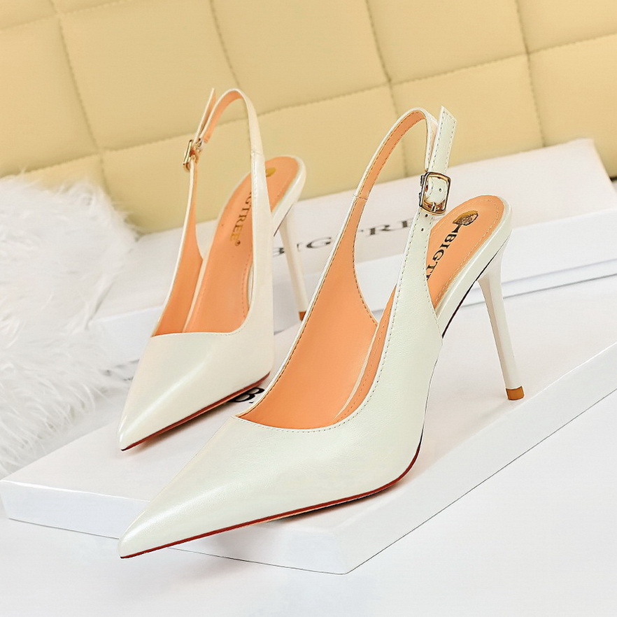 869-2 Korean Style Simple Super High Heel Shallow Mouth Pointed Rear Trip Band Hollow Single-layer Shoes High Heels Foot Slim Women's Shoes