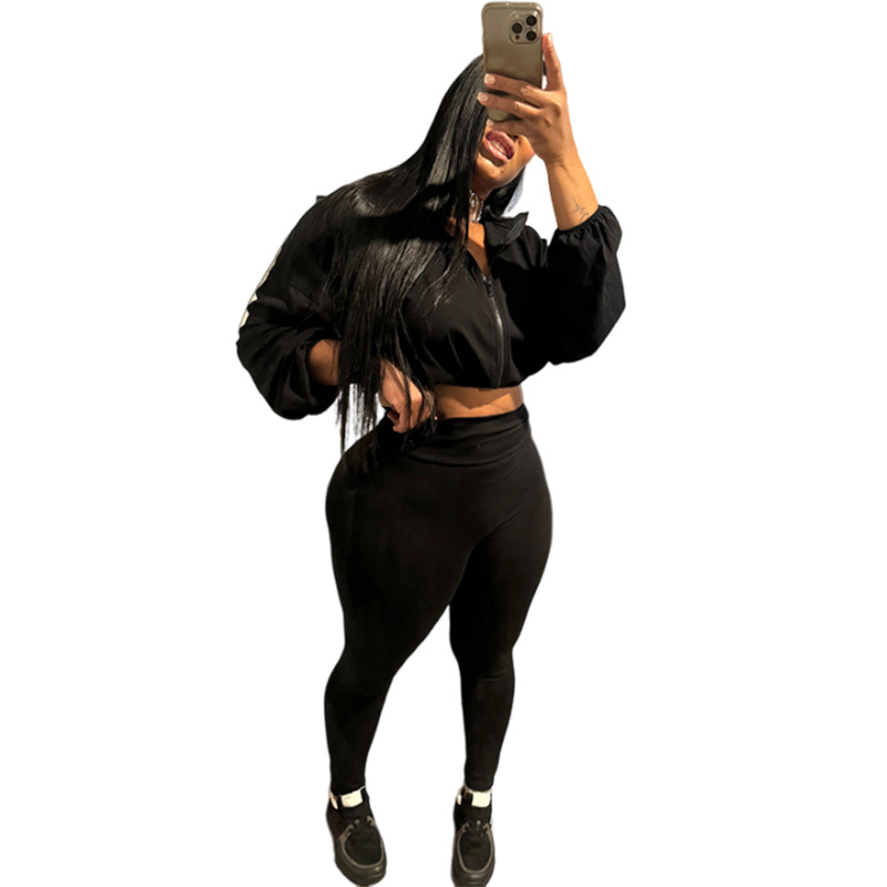 2024 Spring and Autumn New Sexy Drawstring Tight Waist Navel Top High Waist Tight Pants suit Women
