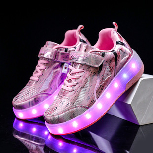Spring and Summer New Mesh Fashion Children's Casual Shoes Trendy Luminous Shoes Heelywalk Shoes Wheel Shoes