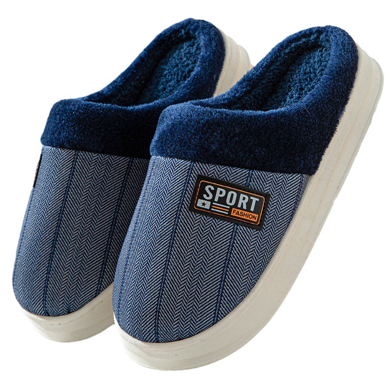 Men's Exterior Slippers for Autumn and Winter Indoor Thickened 2023 Home Fleece-lined Cotton Slippers for Women Couple Simple Fluffy Slippers
