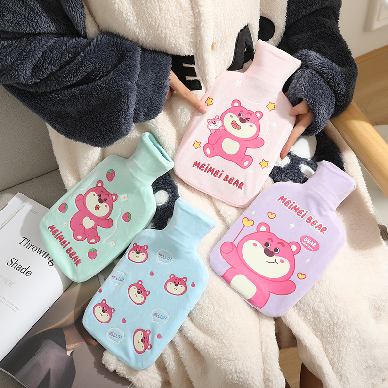Spot wholesale autumn and winter plush rubber water injection hot water bag cute cartoon thick explosion-proof large and small warm water bag