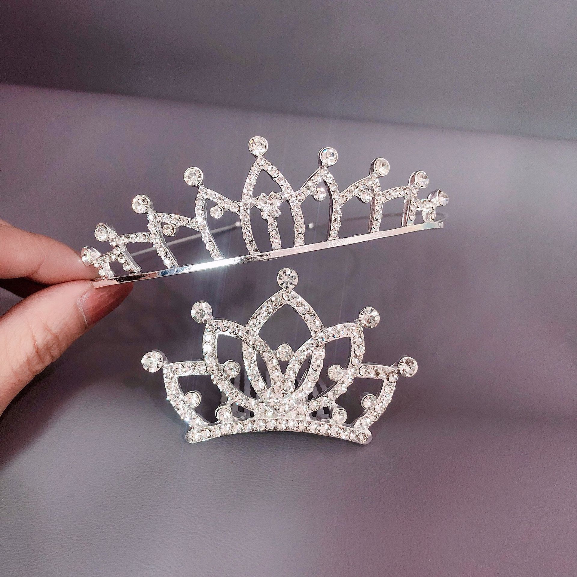 New Children's Rhinestone Crown Hair Band Hair Comb Cute Princess Girl Hair Accessories Baby Crown Hair Accessories Bridal Headwear