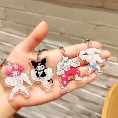 Sanrio Acrylic Keychain Cartoon Cute Kulomi Gui Dog Accessories Muscle KT Cat Pendant Small Gift