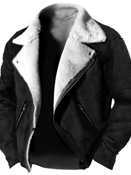 Cross-border AliExpress independent station European and American men's plus size winter casual solid color lapel zipper jacket jacket