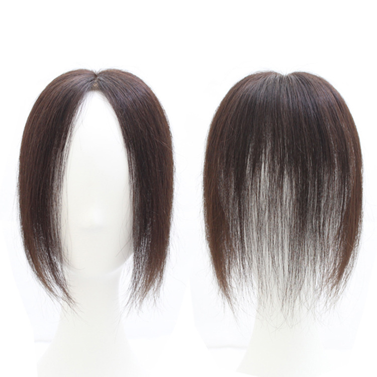 Real hair wig female head replacement block to cover white hair invisible permeable cushion hair piece female manufacturers spot wholesale