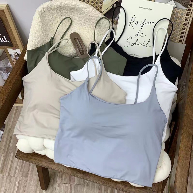 無痕冰絲美背內衣女固定杯抹胸小吊帶背心打底外穿內搭裹胸女上衣