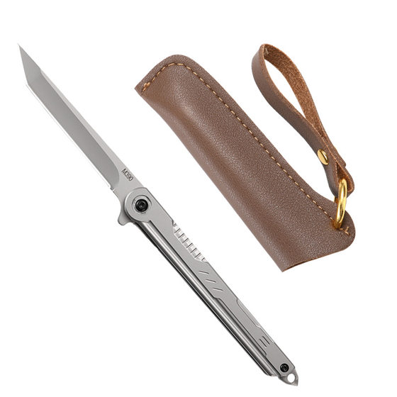 Magic Pen M390 steel feather pattern folding knife outdoor camping pocket knife portable fruit knife high hardness folding knife