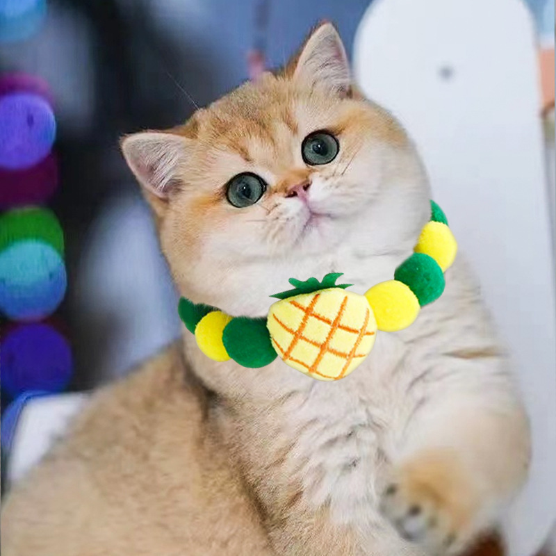 Pet Color Macaron Cute Ball Ball Self-adhesive Cat Dog Collar Necklace Birthday Party Christmas Accessories