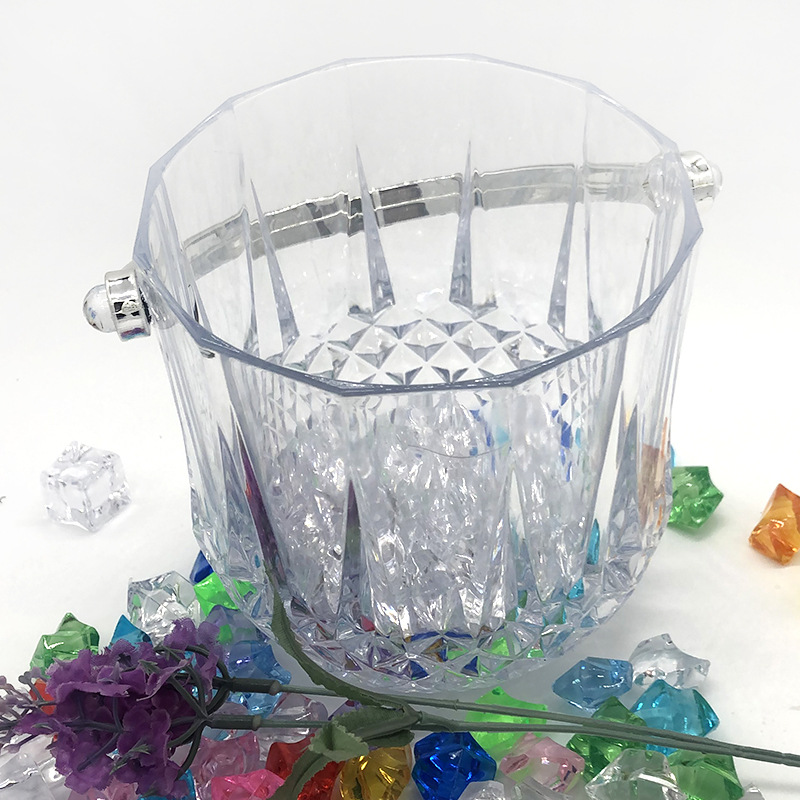 Factory wholesale plastic acrylic ice bucket 005 small diamond crystal ice bucket plastic ice clip ice tongs
