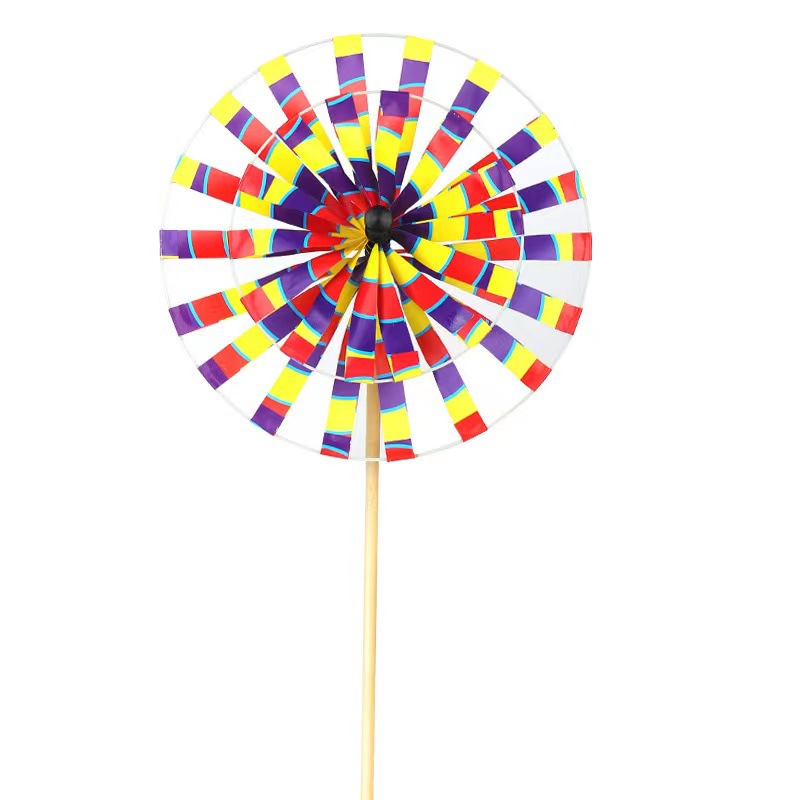 Traditional Retro Old Beijing Turntable Wooden Rod Colorful Windmill Plastic Children's Toy Decoration Scenic Spot Hot Sale Small Windmill
