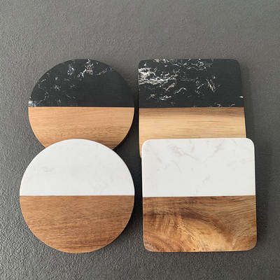 Marble Heat Insulated Coaster Stitching Acacia Wood Round Square Coffee Mat Tea Mat Factory Irregular Nordic Style