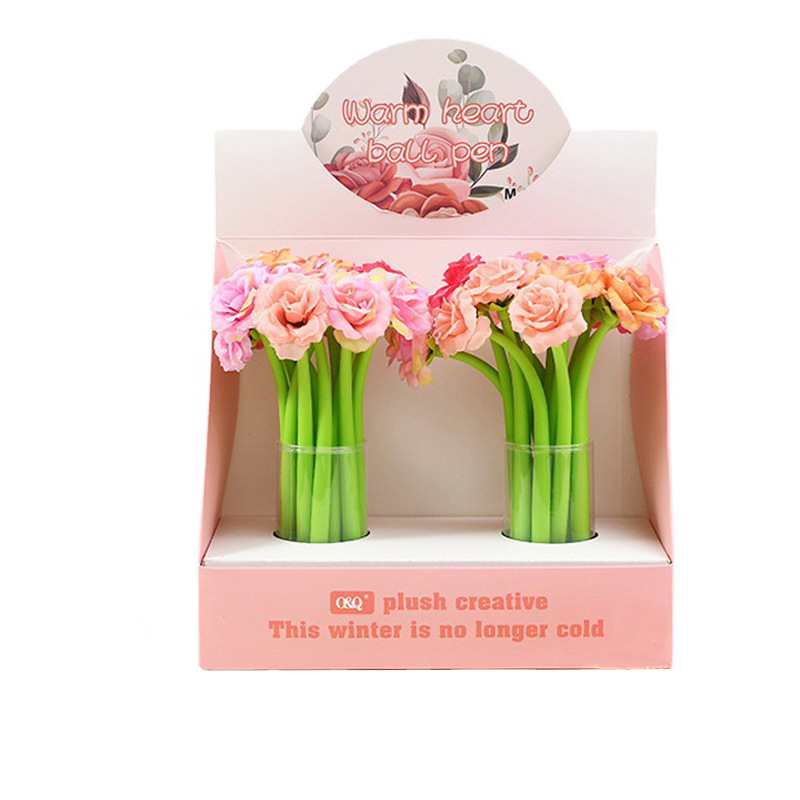Creative Flowers Gel Pen Soft Silicone Shaking Pen Pen Girl's Heart Gift Pen Creative Writing Stationery Brush Pen