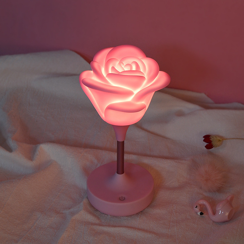 Romantic atmosphere silicone lamp usb charging touch three dimming soft light Rose led sleeping emotional night light