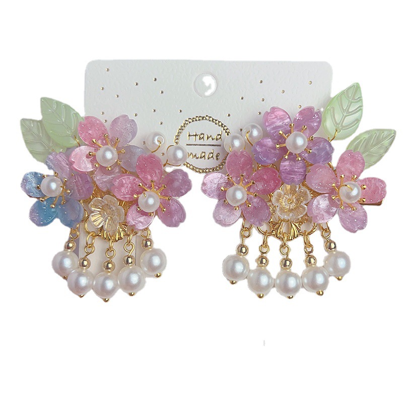 Hanfu Headwear for Girls and Children Chinese Style Walking Tassel Hairpin for Girls Super Fairy Princess Ancient Costume Flower Hairpin Headwear