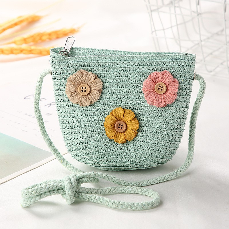 Children's Bag Cute Fashion Textile Bucket Bag Mini Straw Bag Girls' Baby's Lightweight Shoulder Crossbody Bag