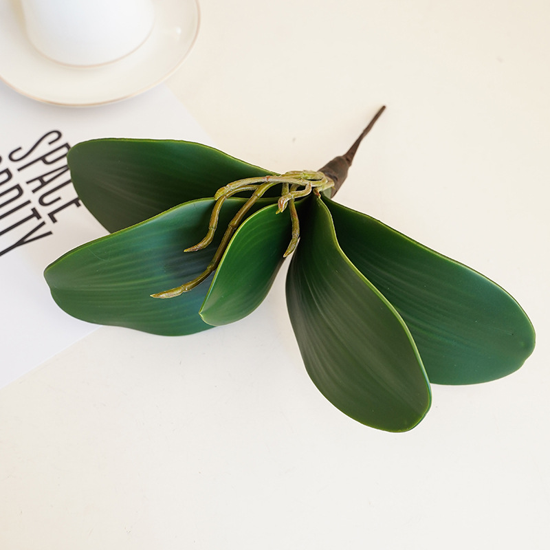 High-grade hand feeling 5 pieces of artificial orchid leaf large butterfly orchid leaf hanging orchid leaf flower arrangement accessories fake leaf wire mesh