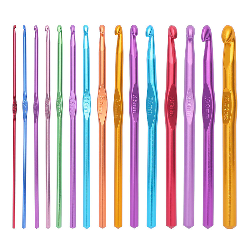 Factory color alumina crochet diy wool knitting tools metal hook single crochet aluminum crochet wholesale