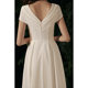 White Annual Meeting Evening Dress 2024 New Spring and Winter Banquet Elegant Satin Wedding License Travel Light Wedding Dress V-Neck