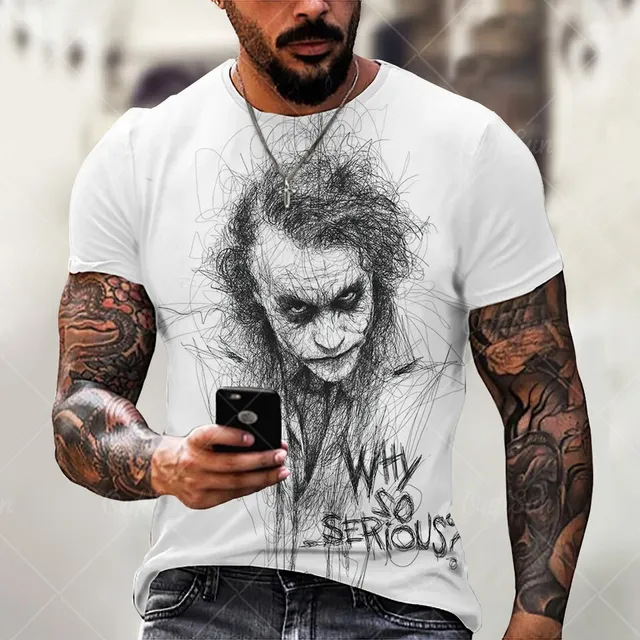 2023 evil mask DC clown pattern men's and women's T-shirt round neck short sleeve factory direct sales
