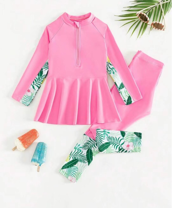 New children's swimsuit girls' split western style children's sports split skirt long-sleeved trousers girls'