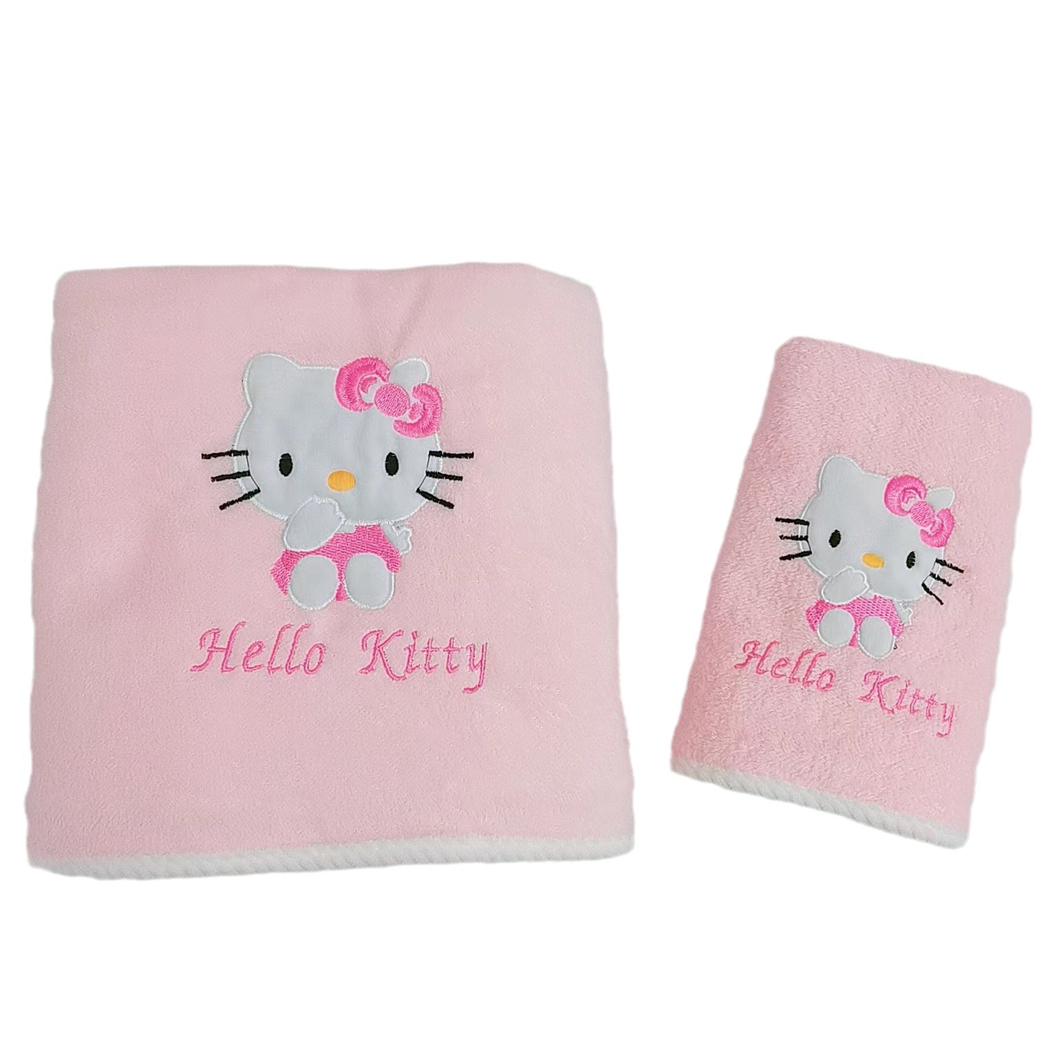 Cartoon Cute Hello Kt Hello Kitty Coral Fleece Towel Bath Towel suit Soft Absorbent Face Wash Household Gift