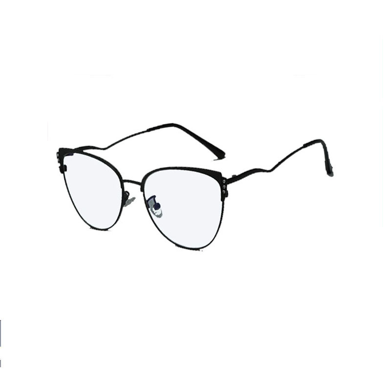 European and American plain glasses two-color diamond fashion cat glasses high-end eyebrow frame women's metal anti-blue light glasses frame wholesale
