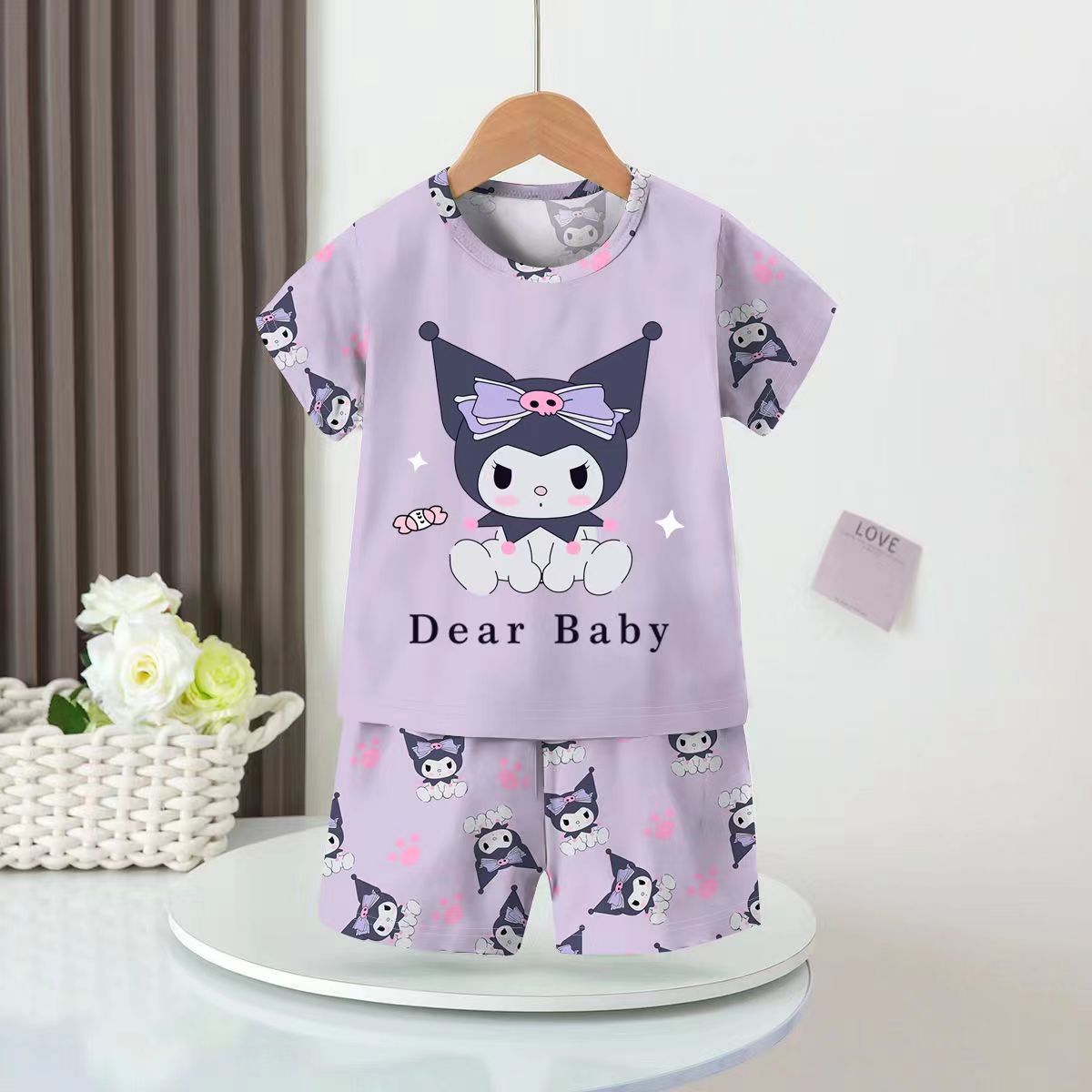 2024 new children's pajamas girls' spring and summer girls' short-sleeved thin air conditioning clothes little girls' homewear suit