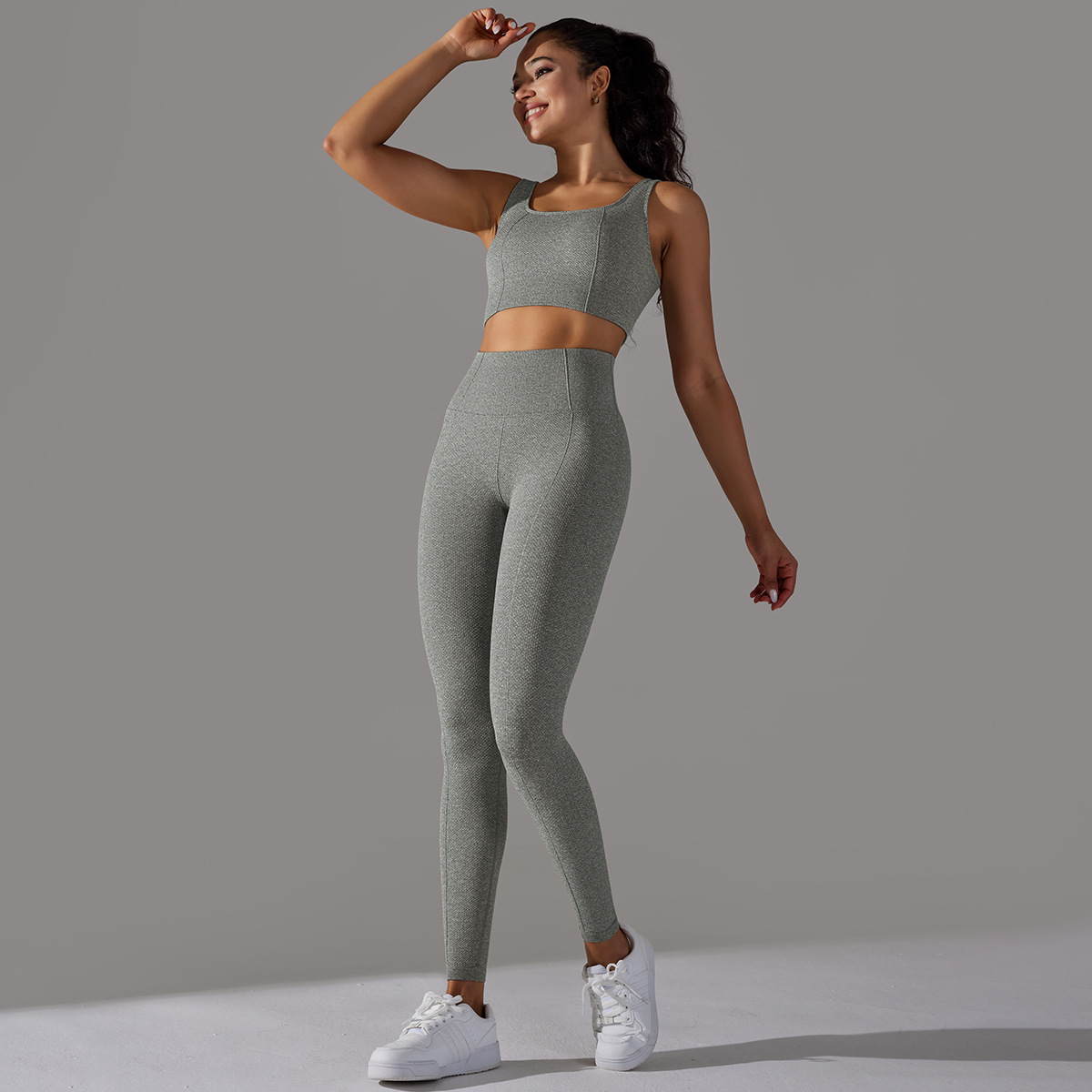 European and American Amazon seamless knitted golf dot jacquard high waist hip lifting tight yoga pants running fitness pants