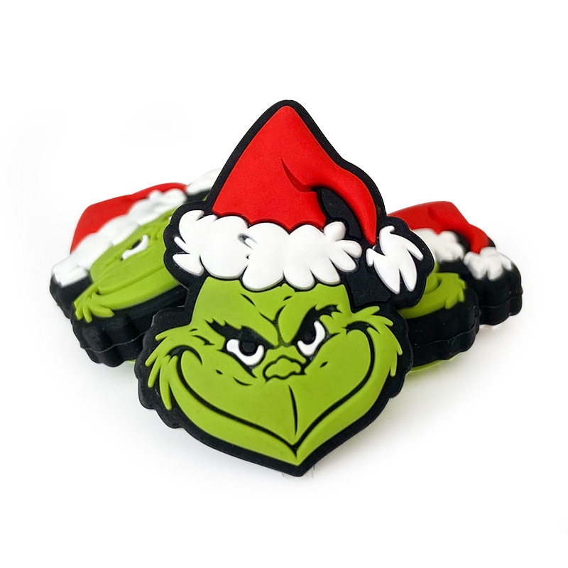 Manufacturer supplies Christmas Grinch beads, DIY anti-teething necklace, silicone loose bead accessories