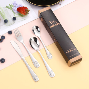 304 stainless steel bear children's cartoon creative cute western cutlery knife fork spoon kindergarten gift set