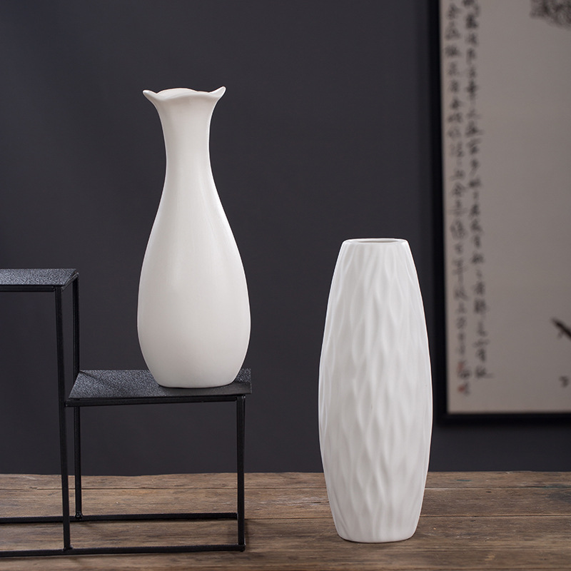 White ceramic vase hydroponic Nordic modern creative home living room table dried flower flower arrangement decorative ornaments wholesale