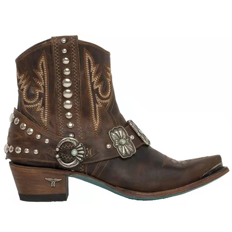 Factory cross-border foreign trade European and American men's and women's shoes leather boots side zipper Martin boots mid heel plus size Chelsea wholesale