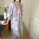 2024 New National Style Nightgown Women's Summer Elegant High-end Cotton Silk Pajamas for Seaside Vacation New Chinese Style Cotton Silk Long Dress