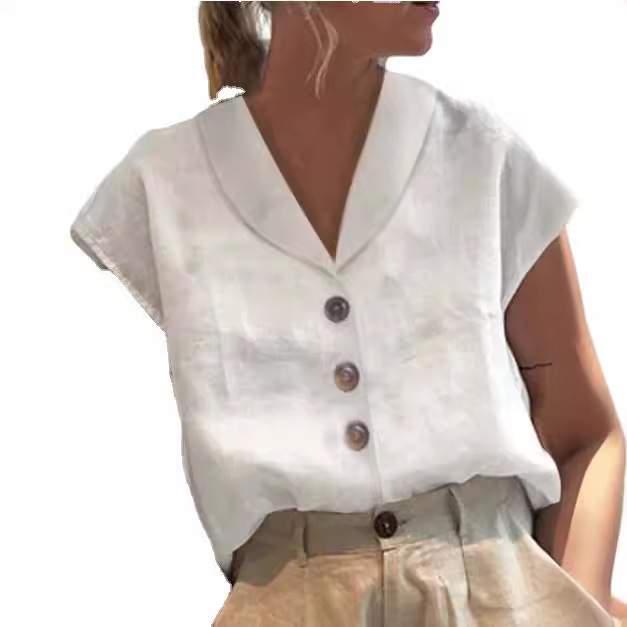 2024 women's fashion cotton and linen top